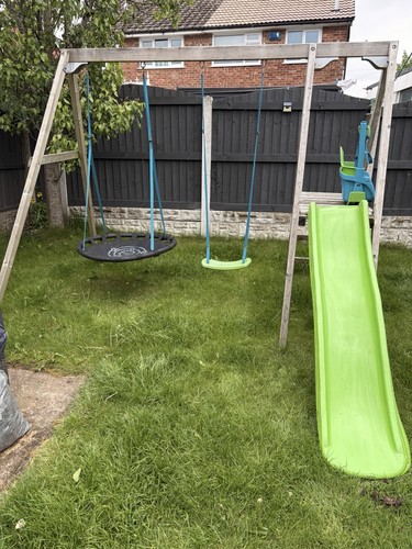 Large wooden swing - set, slide