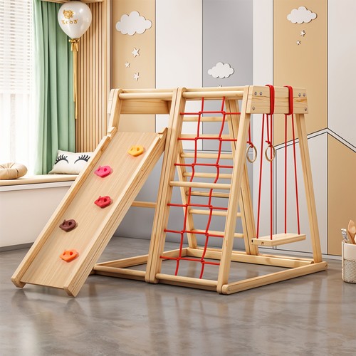 Wooden climbing frame - wooden,