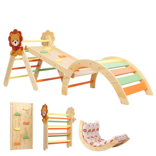 Wooden climbing frame for - climbing,